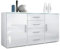Vladon Buffet Dressoir Faro, Corps en Blanc Mat/Façades en Blanc Haute Brillance (139 x 72 x 35)