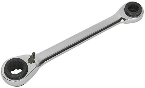 Sealey S0983 Metric 4-In-1 Reversible Ratchet Ring Spanner, Silver