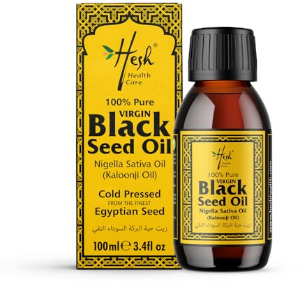 Hesh Black Seed Cold Pressed Oil | Boost Immunity & Reduces Joint Pain | Black Seed Oil for Hair Growth with High Strength Thymoquinone% | Pure Nigella Sativa Oil | Kalonji Oil | 100 ml