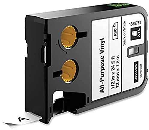 DYMO XTL Allzweck-Vinyletikett | 12 mm x 7 m | Schwarz auf Weiß
