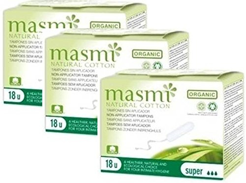 Masmi Bio-Tampons 3er Pack aus zertifizierter Bio-Baumwolle - Super