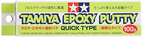 Tamiya 87143 Epoxy Spachtelmasse Quick Type 100g 2K-Modellbau-Zubehör, Bastelwerkzeuge, hochwertiges Modellbauzubehör, Plastikmodellbau, Mehrfarbig