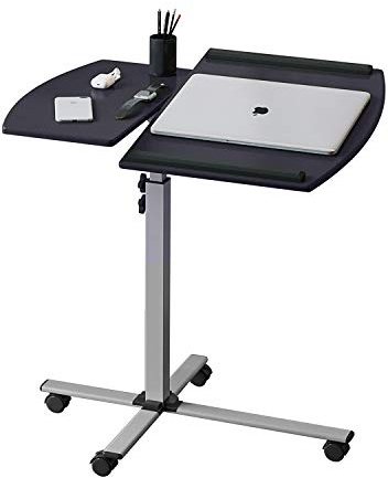 Techni Mobili Adjustable Height Rolling Laptop Cart w/ Tilting Top Graphite
