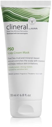 AHAVA Clineral Pso Scalp Cream Mask - Rich, creamy scalp mask to reduce irritations & dryness, hydrates & nourishes the hair & scalp, with Osmoter, Dead Sea Mud, Hippophae & Grapefruit Oil, 6.8 Fl.Oz