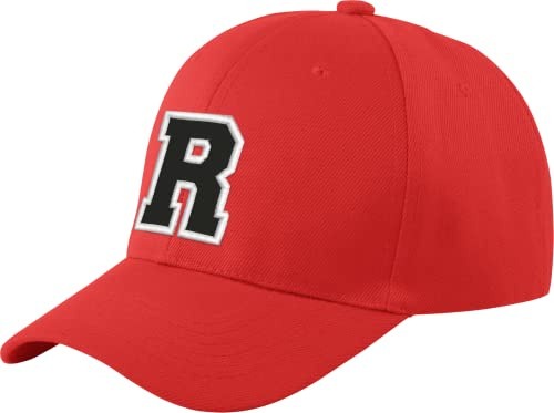 Morefaz Unisex Jungen Mädchen Mütze Baseball Cap ROT Hut Kinder Kappe Alphabet A-Z TM (R)