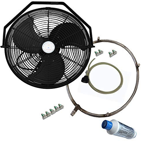 Misting Fan - Patio Mist Fan - Outdoor Mist Fan - for Residential, Commercial, Restaurant and Industrial Misting Application (18 Inch Black Fan)