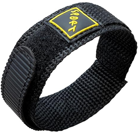 Talk Time Wrap Around Hook and Loop Sports Nylon Watch Strap Black