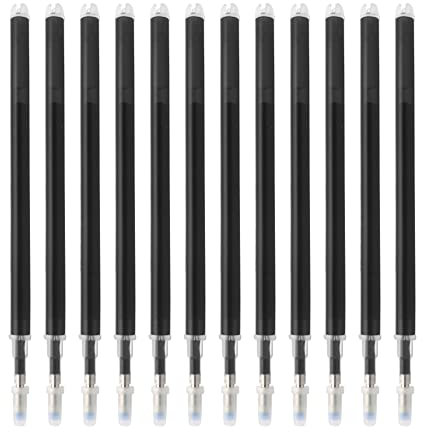 12PCS 0.7MM Recambio Que Desaparece A Alta Temperatura, Rotuladores De Tela, Marcado De Recambio De Rotulador Eliminado Por Calor Para Costura, Acolchado Y Ropa (NEGRO)