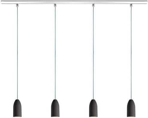 Buchenbusch urban design Beton Deckenlampe 4 flammig dark edition, Esstischlampe hängend mit Textilkabel Hellblau, Deckenlampe hängend