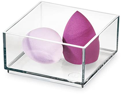 iDesign Schubladen Ordnungssystem, Schminktisch Organizer für Schublade aus der Signature Series by Sarah Tanno, kombinierbares Make-up Organizer Element aus Kunststoff, transparent