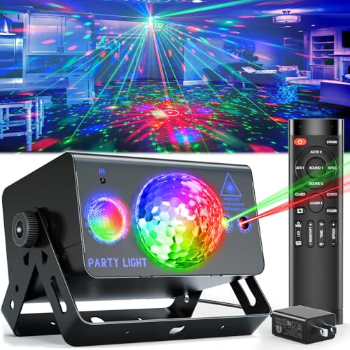 OIEZISRO Party Lights, DJ Disco Light Disco Ball Light Sound Activated Strobe Stage Lights for Parties Birthday Christmas Gift Wedding Karaoke Bar Club Pub Dance Home Living Room Halloween Decorations
