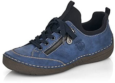 Rieker Damen Bequemschuhe 52573, Frauen Schnürschuhe,straßenschuhe,Strassenschuhe,Schnuerung,lace-up Shoes,Low-tie,blau Kombi (14),37 EU / 4 UK