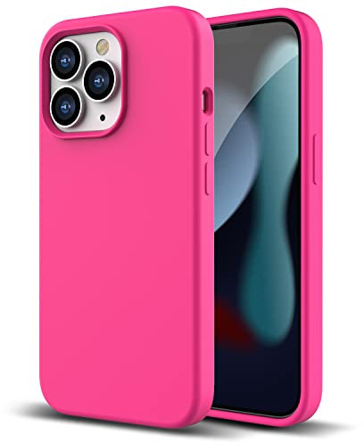 ZUSLAB Custodia in Vero Silicone Compatibile con Apple iPhone 13 Pro Case 6.1 (2021), Cover Sottile in Gomma Gel Morbida - Rosa Caldo