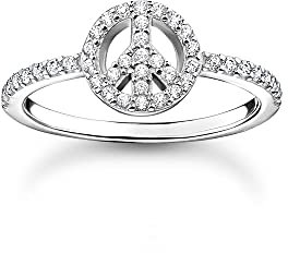 THOMAS SABO Damen Ring Peace weiße Stein 925 Sterlingsilber TR2373-051-14
