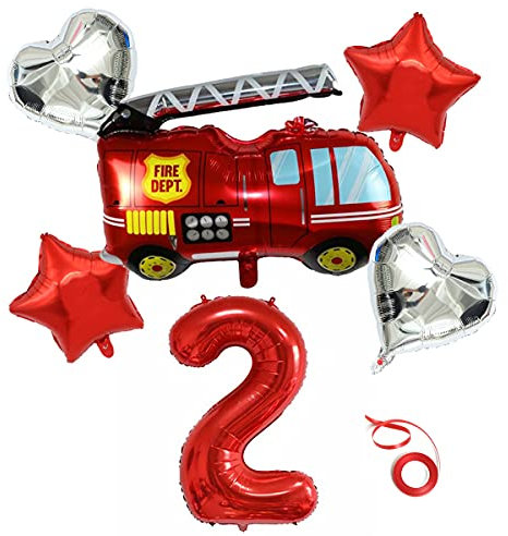 Feuerwehrauto Ballons Auto Kindergeburtstag Folienballon Feuerwehr Folienballons mit Feuerwehr/firetruck Car Feuerwehrauto Thema Deko Feuerwehrauto Geformte Folienballons für Party Geburtstag Schule