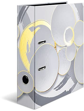 HERMA Ordner A4 Weiß Gold Set, 5 Stück, 7 cm breit, Kinder Ringordner mit Edel Muster, bunter Aktenordner mit glänzender Veredelung für Jungen und Mädchen