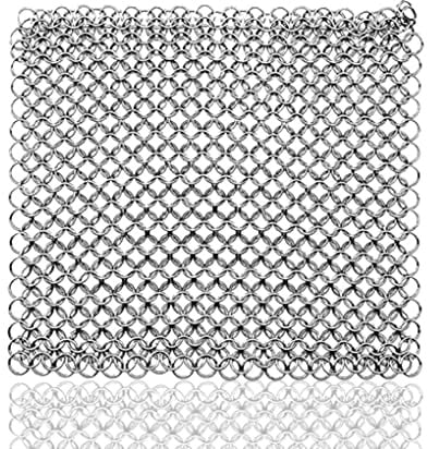 IEEDFJKK Stainless Steel Chainmail Baking Skillet Scrubber Cast Iron Cleaning Household Grill BBQ Cookware Grilling Accessories