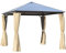 Outsunny Gazebo da Giardino 3x3m con Tetto in Policarbonato e Zanzariere, Struttura in Alluminio, Caffè e Khaki