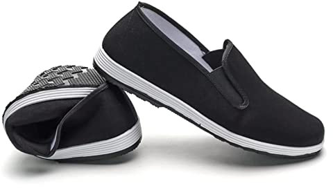 Zapatillas Kung Fu/Artes Marciales/Tai Chi Suela Goma Unisex Lona Blanco y Negro EU 44