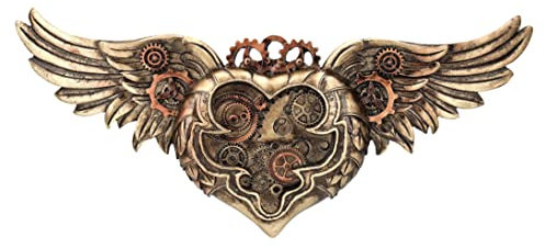 Pacific Giftware Wanddeko Geflügeltes Steampunk Herz | Deko Figur Wand Gothic