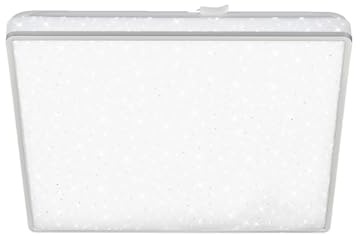 BRILONER Leuchten - LED Deckenlampe mit Sternenhimmel, LED Deckenleuchte Sternendekor, Backlighteffekt, Flach, neutralweißes Licht, chrom-matt, 3748-414, 27 x 27 cm