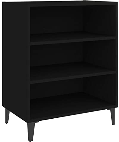 vidaXL Sideboard mit 3 Regalböden Bücherregal Standregal Beistellschrank Bücherschrank Regal Schrank Kommode Anrichte Schwarz 57x35x70cm Holzwerkstoff