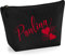 Personalisiert Name Initialen Herz Wirbel Kosmetiktasche Damen Schminktasche für Handtasche Makeup Tasche - Glitter oder Flocke Material Druck - Rote Flocke - M | Schwarz