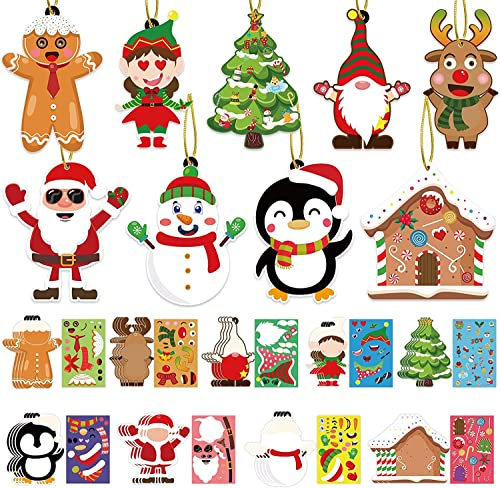 owlfun Basteln Weihnachten Aufkleber für Kinder,Basteln ,Kreative , Weihnachtsdekoration Weihnachtsbasteln , Bastelset