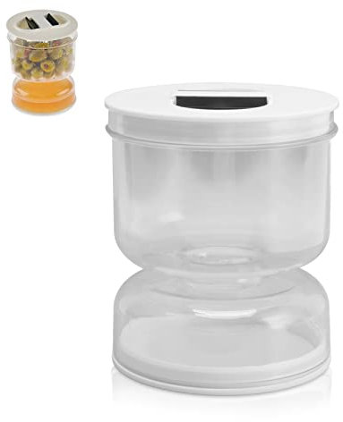Tarro para encurtidos con colador, tarro para pepinillos y aceitunas con forma de reloj de arena Separador de jugos Tarro para encurtidos Contenedor de almacenamiento de alimentos Tarro para kimchi Se