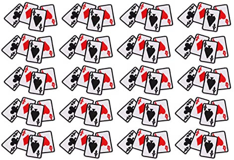 Pilipane Etiketten-Patches,20 Stück Aufnäher zum Aufbügeln, bestickte Spielkarten-Aufnäher, für Kleidung, Kleid, Hut, DIY, Jacken, Rucksäcke, Jeans, Reparatur-Dekoration
