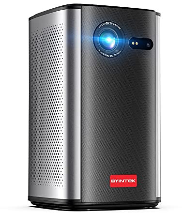 BYINTEK P70 Mini DLP 3D Projector Metal Body, HD LED Wifi Portable Projector Battery Powered, Supports 1080P 4K, Android 9.0 OS,Wireless Display, with Carry Case and Tripod