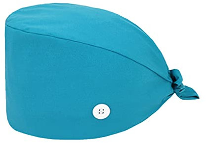 kawehiop OP Hut aus Nylon, modisch, einfarbig, mit Blumendruck, mit knopfkürbisförmigen Pflegekappen für die Apotheke, Blauer See