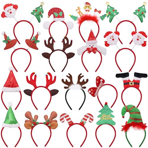 BQTQ 18 Stück Haarreifen Weihnachten Stirnbänder Weihnachts Kopfschmuck Haarreifen Weihnachten Haarband für Weihnachtskostüm Party Dekoration