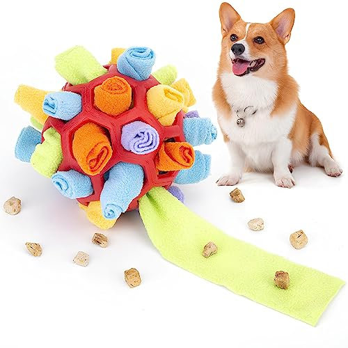 Jlnmmn Schnüffelball für Hunde, Interaktives Haustier Schnüffelball Hundespielzeug, Interaktives Tragbares Hunde Schnüffelspielzeug, Snuffle Ball für Kleine Mittelgroße Hunde Haustie (Rot)