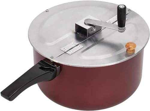 Umiup Máquina de palomitas de maíz para el hogar, olla de palomitas de maíz antiadherente de manivela a mano con mango antiquemaduras, tapa extraíble, varilla de agitación gruesa, cocina de inducción