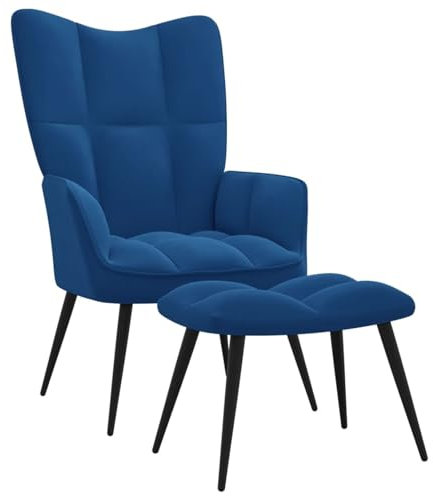 CIADAZ Relaxsessel mit Hocker Blau Samt, Fernsehsessel, Kinosessel, Lesesessel, Tv Sessel, Ohrensessel, Armsessel, Seselstuhl Wohnzimmer - 328094