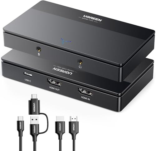 UGREEN Video Capture Card HDMI to USB C Streaming Device 1080P 60fps Game Audio Record 4K Loop Passthrough Compatible with Switch PS5 PS4 Xbox TV Stick iPad Pro DSLR Camera MacBook Laptop PC Quest 3