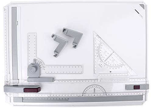 Zeichenbrett, 37 x 51 cm, verstellbar, parallel, mit klarem Lineal, Grafikwinkel, A4-Zeichenbrett