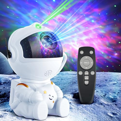 Astronaut Galaxy Projector, Space Buddy Projector for Bedroom, 360° Adjustable Spaceman Light Projector, LED Nebula Night Light for Kids, Room Decor, Party, Gift (White)