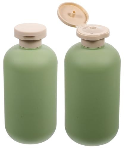 Amosfun 2pcs 300ml Squeeze Bottles, Refillable Flip-top Shampoo Conditioner Containers, Portable Travel Bottle, Leak-Proof