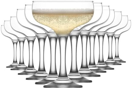 LAV Coupé Champagnergläser, Sektschalen 12er Set - 100% Bleifrei, Spülmaschinenfest - Coupe Gläser, Martinigläser, Champagner Gläser, Sektschale, Cocktailschale, Coupette Glas