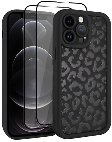 UZEUZA Compatible with iPhone 12 Pro Max Case, Cheetah Print Shockproof Soft TPU Protective Case for Women Girls, Slim Anti Scratch Leopard Case for iPhone 12 Pro Max 6.7 Inch,Black