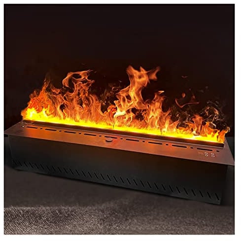 Schwebender Kamin für die Wand, 47/59 Zoll Kamin, an der Wand montierter, geräuscharmer elektrischer Kamin, lebensechter Flammeneffekt mit Fernbedienung, Metallplatte, automatischer Wasserzufuhr, sch