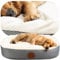 Elite Paws® UK: Luxury Orthopaedic Style Dog Bed - Dual-Layer Foam Base With Plush Cushion Top, Bolstered Sides for Head, Neck & Joint Support, Plus Zip-Off Washable Fleece Cover (Cream/Grey, S)