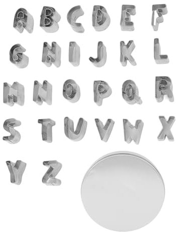 Juego de 26 Cortadores de Galletas con Letras del Alfabeto, Formas Grandes, Cortadores de Galletas de Acero Inoxidable para Hornear, Pasteles, Fondant, Donas, Galletas, Frutas
