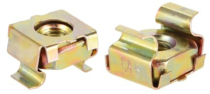sourcing map M5 Cage Nuts for Server Rack Cabinet, Carbon Steel Yellow Zinc Plated, Pack of 50