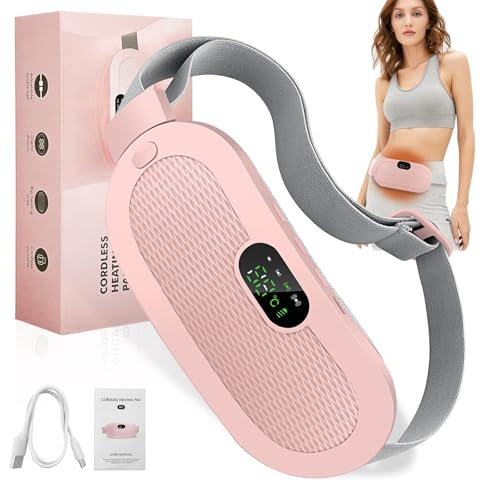 cersaty Wärmegürtel Periode, Period Heating 4 Temperaturmodi 4 Massage Vibrat Menstruations Wärmegürtel für Schmerzen lindern Menstruation, Krämpfe, Magen