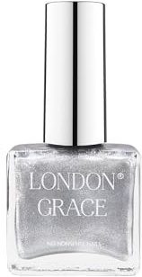 London Grace Glitter Shimmer Nail Polish | Tina 12ml | Metallic Silver | Long Lasting Vegan & Vibrant Glitter Finish | Quick Dry, Chip-Resistant, & No Nasties Formula