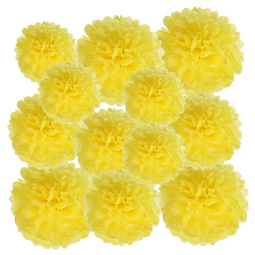 PATIKIL 12 Stück 10/15/20cm Pom Poms Papier Pompons Blumen Gelb | Seidenpapier Pompons für Hochzeit Brautdusche Blumenkugel Geburtstagsparty Hintergrund Dekoration