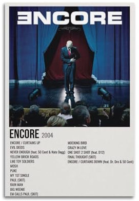 LYZYYW Eminem EncoreCanvas Kunstalbum, Poster, Hip-Hop-Künstler, Leinwand, Malalbum, Ölgemälde, Dekoration, Teenager, Zuhause, Büro, 30 x 45 cm, ungerahmt, 25
